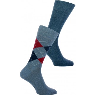 Burlington | Lot de 2 paires de chaussettes bleues en coton stretch et polyamide - Mix