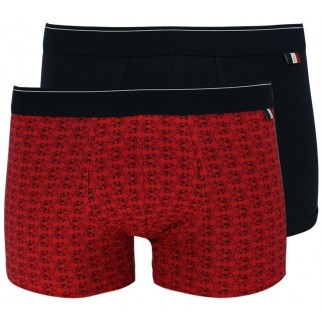 eminence | Lot de 2 boxers classiques bleus et rouges en coton stretch - LE17--2010(face)
