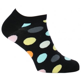 Happy Socks | Paire de socquettes noires à pois multicolores en coton stretch et polyamide - Big dot  low (Droite)