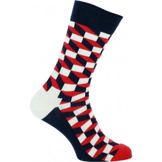 Happy Socks | Paire de chaussettes blanches, bleues et rouges en coton stretch et polyamide - Filled Optic