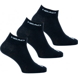 Head | Lot de 3 paires de socquettes noires en coton stretch, polyester et polyamide - Quarter 