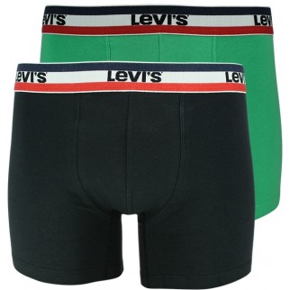 Levi's | Lot de 2 boxers longs noirs et verts en coton stretch - 200SF