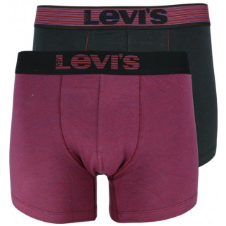 Levi's | Lot de 2 boxers longs noirs et violets en coton stretch - OPTICAL ILLUSION