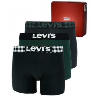 Levi's | Lot de 3 boxers longs classiques bleus et verts en coton stretch - HOLIDAY GIFTBOX