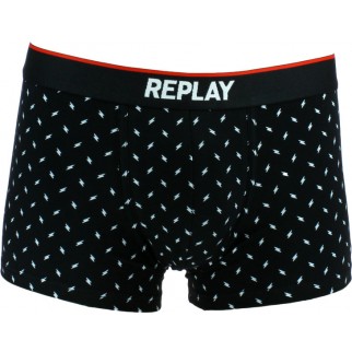 Replay | Boxer noir avec éclairs blancs en coton stretch - M202201